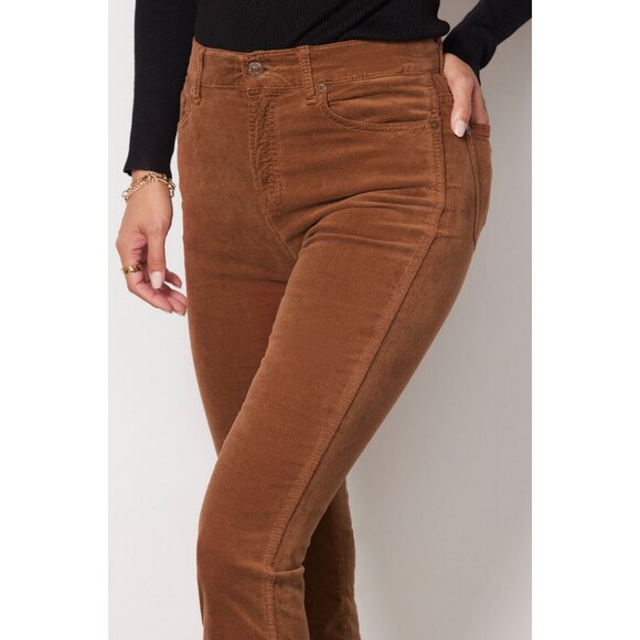 New 7 For All Mankind High Waist Slim Kick Bootcut Flare Crop Velvet Suede Pants - Picture 11 of 14